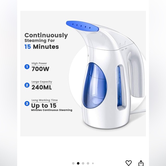 HiLIFE Steamer for Clothes, Portable Handheld Design, Removes Wrinkle - Picture 2 of 8